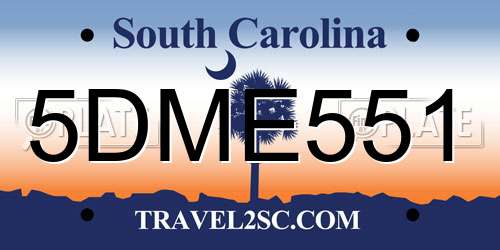 5DME551 South Carolina License Plate
