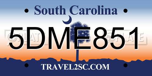 5DME851 South Carolina License Plate