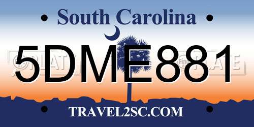 5DME881 South Carolina License Plate