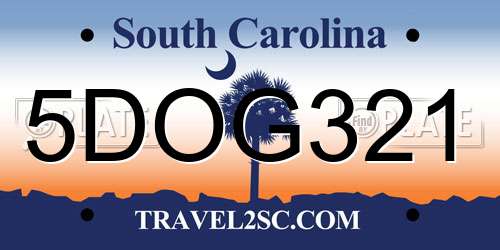 5DOG321 South Carolina License Plate