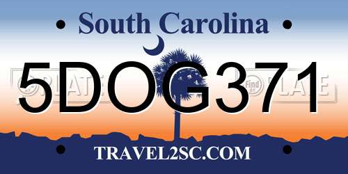 5DOG371 South Carolina License Plate