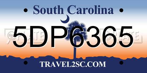 5DP6365 South Carolina License Plate