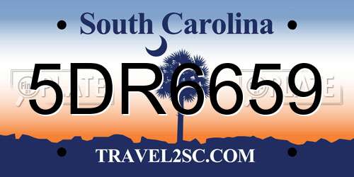 5DR6659 South Carolina License Plate