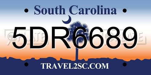 5DR6689 South Carolina License Plate