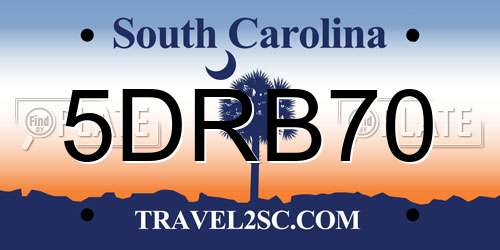 5DRB70 South Carolina License Plate