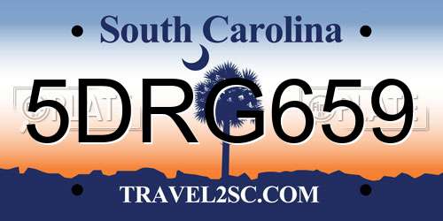5DRG659 South Carolina License Plate