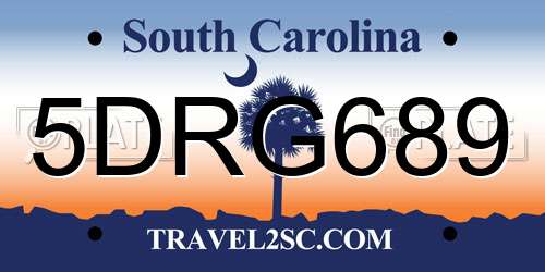 5DRG689 South Carolina License Plate