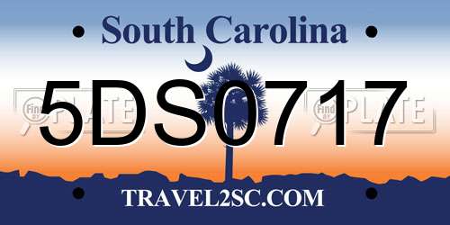5DS0717 South Carolina License Plate