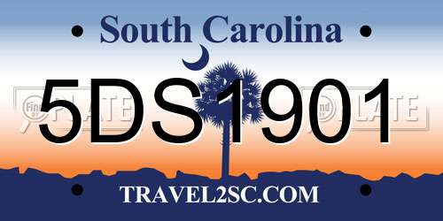 5DS1901 South Carolina License Plate