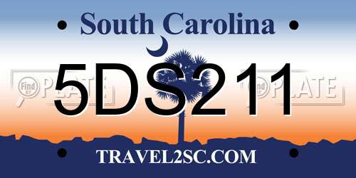 5DS211 South Carolina License Plate