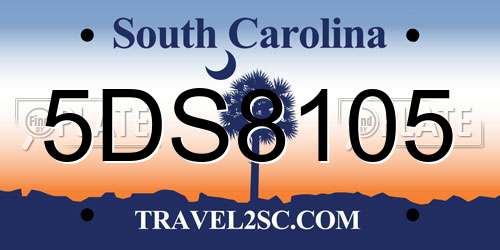 5DS8105 South Carolina License Plate