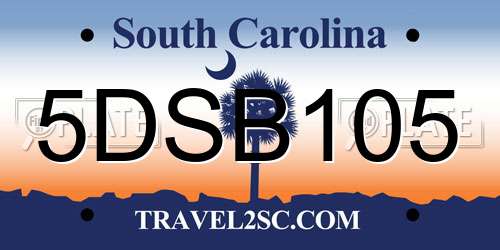 5DSB105 South Carolina License Plate
