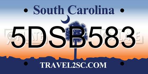 5DSB583 South Carolina License Plate