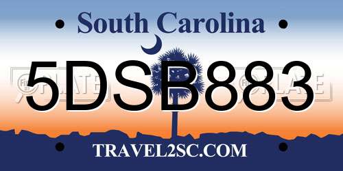 5DSB883 South Carolina License Plate