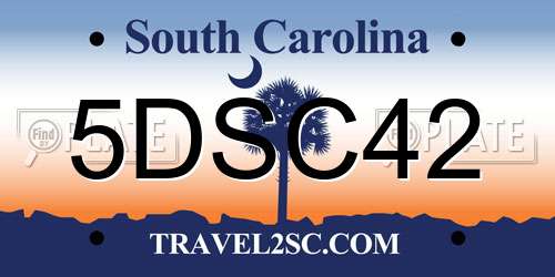 5DSC42 South Carolina License Plate