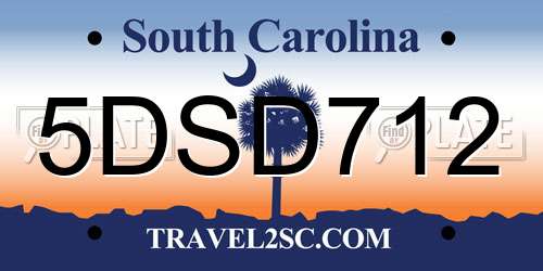 5DSD712 South Carolina License Plate