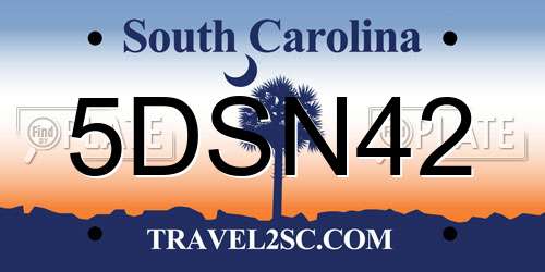 5DSN42 South Carolina License Plate