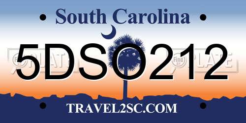 5DSO212 South Carolina License Plate