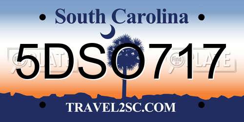 5DSO717 South Carolina License Plate