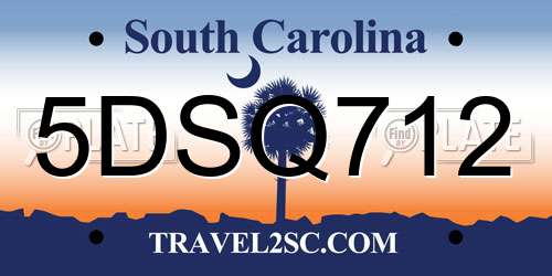 5DSQ712 South Carolina License Plate