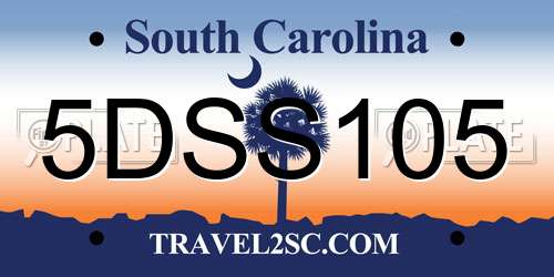 5DSS105 South Carolina License Plate
