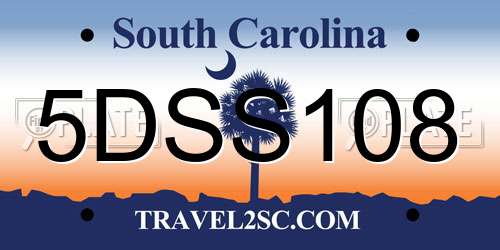 5DSS108 South Carolina License Plate