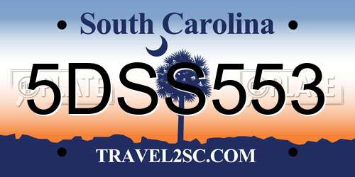 5DSS553 South Carolina License Plate