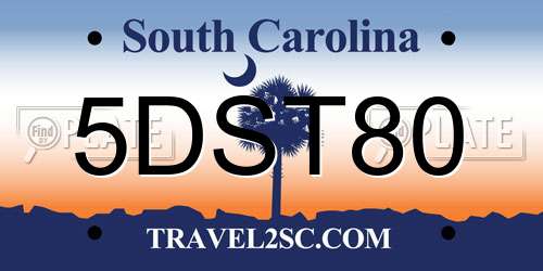 5DST80 South Carolina License Plate