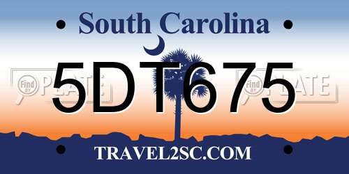 5DT675 South Carolina License Plate