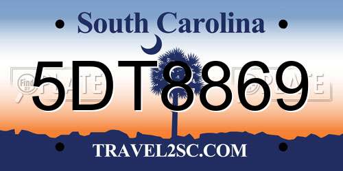 5DT8869 South Carolina License Plate