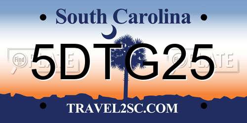 5DTG25 South Carolina License Plate