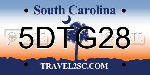 5DTG28 South Carolina License Plate