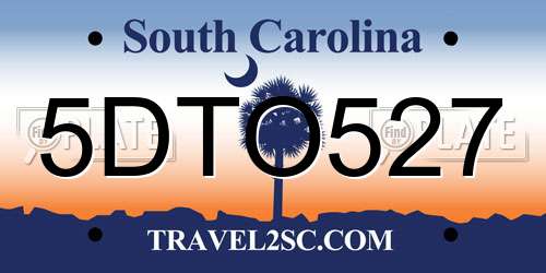 5DTO527 South Carolina License Plate