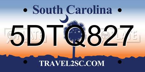 5DTQ827 South Carolina License Plate