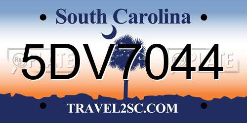 5DV7044 South Carolina License Plate
