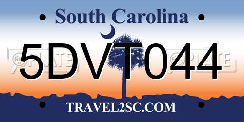 5DVT044 South Carolina License Plate