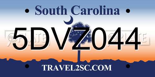 5DVZ044 South Carolina License Plate