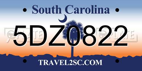 5DZ0822 South Carolina License Plate