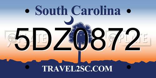 5DZ0872 South Carolina License Plate