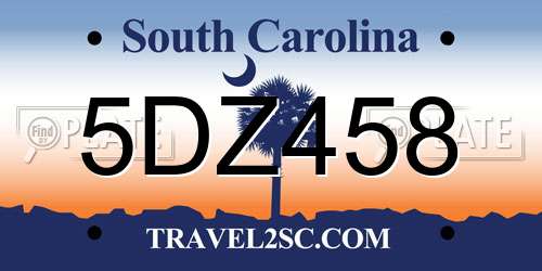 5DZ458 South Carolina License Plate