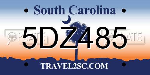 5DZ485 South Carolina License Plate
