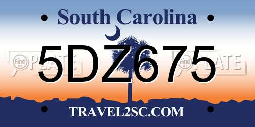 5DZ675 South Carolina License Plate