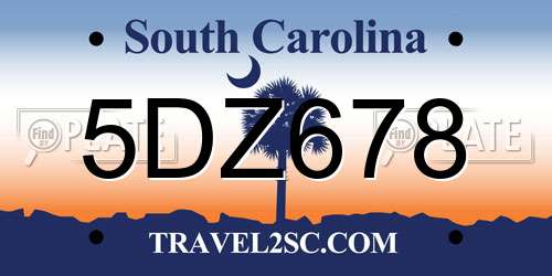 5DZ678 South Carolina License Plate