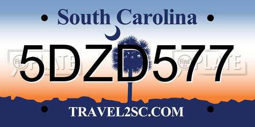 5DZD577 South Carolina License Plate