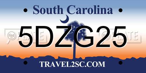 5DZG25 South Carolina License Plate