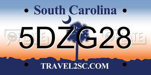 5DZG28 South Carolina License Plate