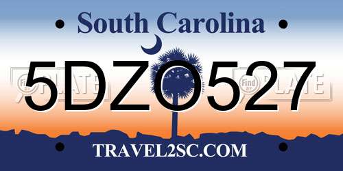 5DZO527 South Carolina License Plate