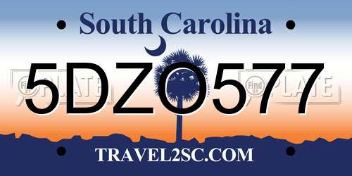 5DZO577 South Carolina License Plate
