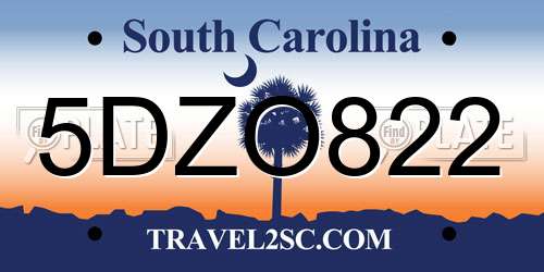 5DZO822 South Carolina License Plate