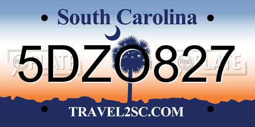 5DZO827 South Carolina License Plate